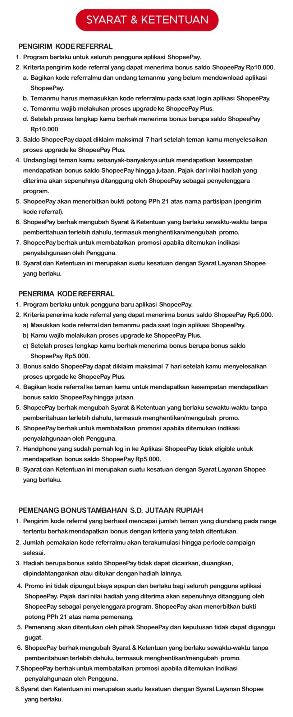 Shopeepay Referral Program Update September